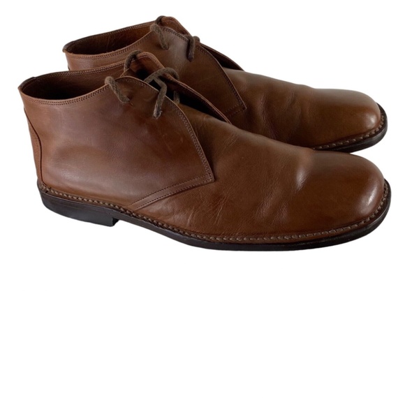 J. Crew Italy Mens Sz 12 Chukka Ankle Boots Leather Brown Lace Up - Picture 2 of 9
